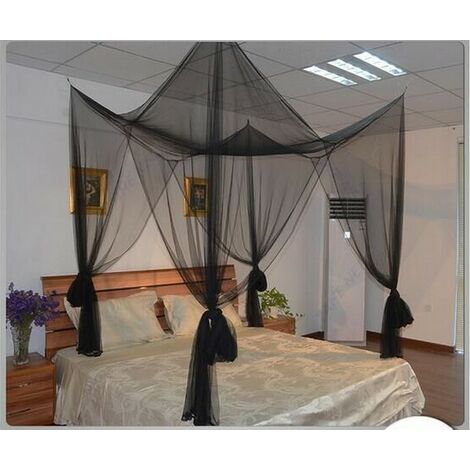 AlwaysH Moustiquaires, moustiquaires pour lits à quatre coins, moustiquaires pour rideaux de lit,190210240 noir