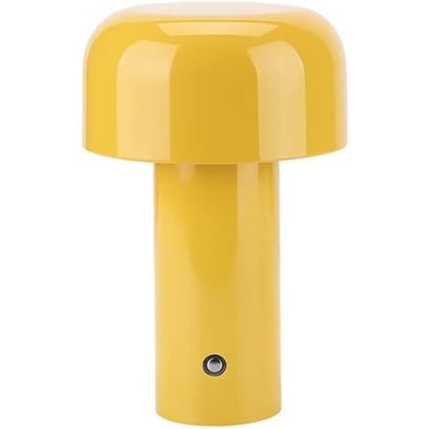 AlwaysH Mushroom Table Lamp, Cordless Table Lamps, Rechargeable LED Desk Lamp, 3 Brightness Levels, Dimmable Touch Desk Lamp for Bedroom, Office, Bedside, Yellow