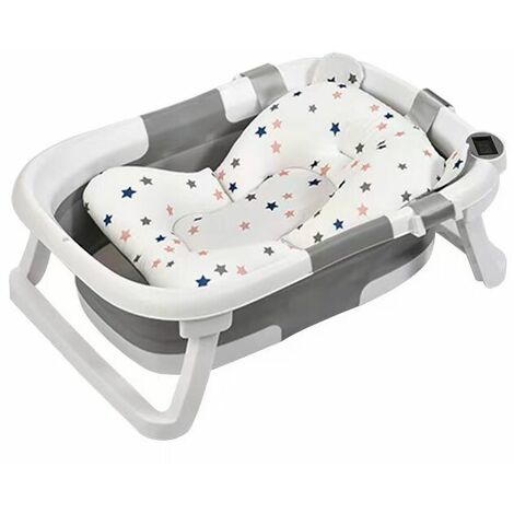 AlwaysH One Piece Pliable Bébé Baignoire Coussin Support Pliant Bébé Baignoire Bassin avec Tapis De Bain Antidérapant Confortable Voyage 0-5 Ans Fille Baignoire Gris-60.54320.5cm