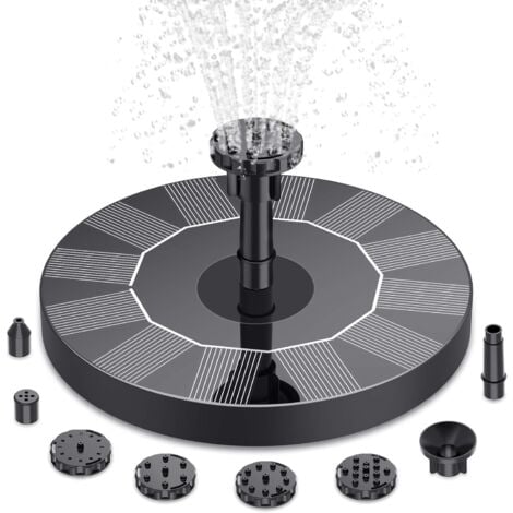 AlwaysH Outdoor Solar Fountain Floating Solar Pond Pump with 6 Nozzles for Bird Bath Aquarium Garden Fountain