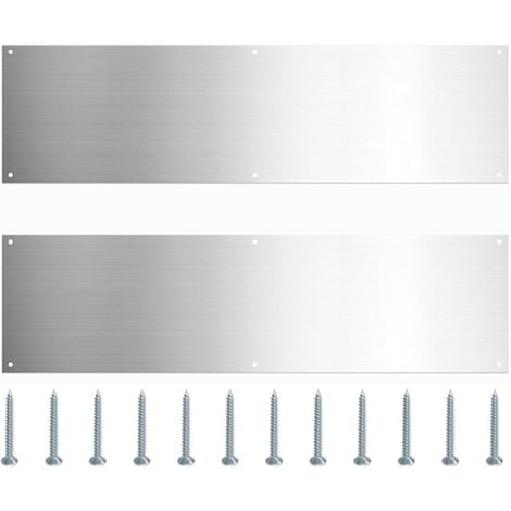 AlwaysH Pack Stainless Steel Door Sill Plates, Metal Door Sill Protector Panel, Scratch Resistant Kick Plate with Screws for Interior and Exterior Doors