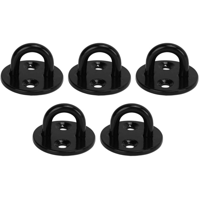 Alwaysh - Pack Stainless Steel Eye Plate Hooks, Heavy Duty Round Fixed Eye Plate, Thickened Black Wall Mounting Ring Hooks, Ceiling Plate Eye