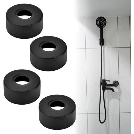 AlwaysH Pack Stainless Steel Pipe Cover, Black Threaded Escutcheon Heating Pipe Cover Shower Escutcheon Faucet Escutcheon for Bathroom, Shower, Faucet, Radiator (25mm)