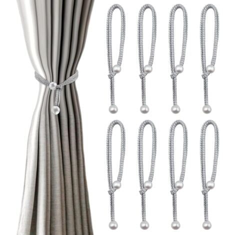 AlwaysH Pieces Curtain Tiebacks Large Grey Beads Curtain Holdbacks Practical and Decorative Rope Curtain Tiebacks Buckle Decoration for Home, Office, Hotel