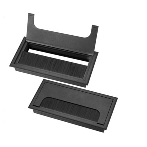 AlwaysH Pieces Recessed Desk Cable Grommets, Cable Outlet for Recessing on Office Table, Cable Organizer, with Brush Seal, (Black, 160x80mm)