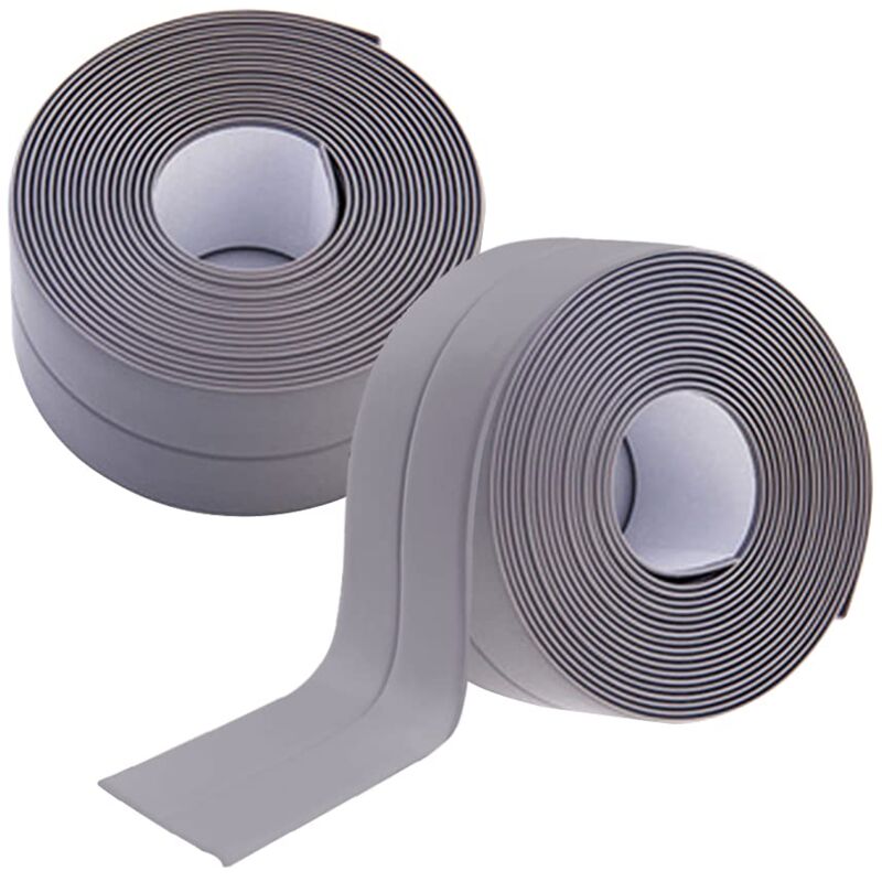 Pieces Self Adhesive Bathroom Seal Gray pvc Waterproof Strip Self-Adhesive Anti-Mold Shower Door Seal for Kitchen Toilet,3.2m×3.8cm - Alwaysh