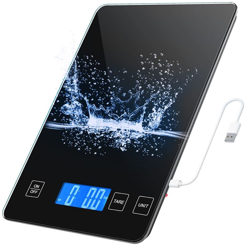 Precision Digital Kitchen Scale - Kitchen Scale - usb Rechargeable - 1gr to 15kg - Black - Alwaysh