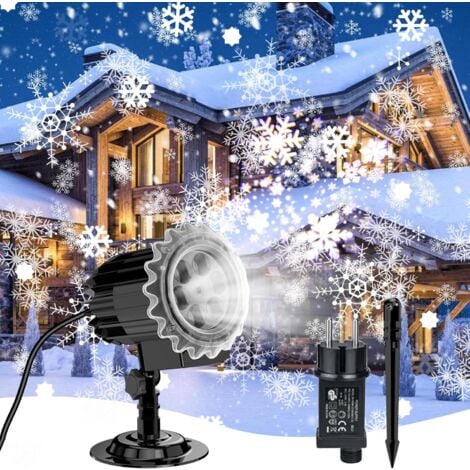 AlwaysH Projector Christmas Outdoor, Led Christmas Snowflake Projector Waterproof IP65, Led Projector Lights Snowfall Effect Decoration for Christmas, Indoor, Outdoor, Party, Wedding