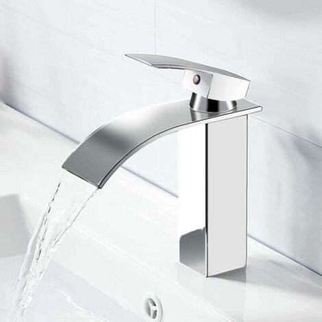 AlwaysH Promotion Single Handle Basin Faucet--Bathroom Faucet Single Hole Waterfall Faucet Single Handle Basin Single Lever Hand Basin Faucet -Silver