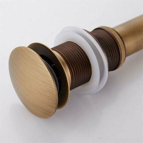 AlwaysH Retro Pop-up Sink Drain Stopper Clic-clac Waste without Overflow in Bronzed Brass Universal Sink Drainer Valve Basin Siphon without Overflow Hole Polished without Overflow