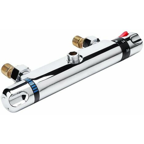 AlwaysH Robinet de douche thermostatique, mitigeur de baignoire douche robinet de salle de bain thermostatique, température réglable, chrome
