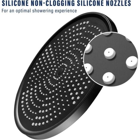 AlwaysH Round High Pressure Rain Shower Head 25CM, Large Fixed Shower Head, Water Saving Rain Shower Head (Black)