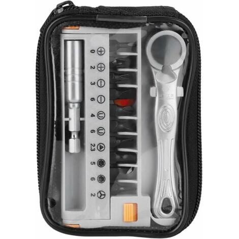AlwaysH Screwdriver Wrenches Set Portable 12 in 1 Quick Ratchet Socket Wrench and Bits 1/4” Mini Hand Repair Tool