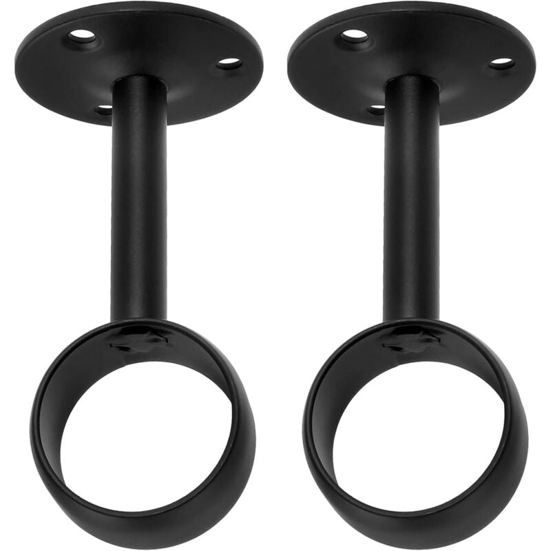 Set of 2 black stainless steel curtain rod brackets with 25mm inner diameter - Alwaysh