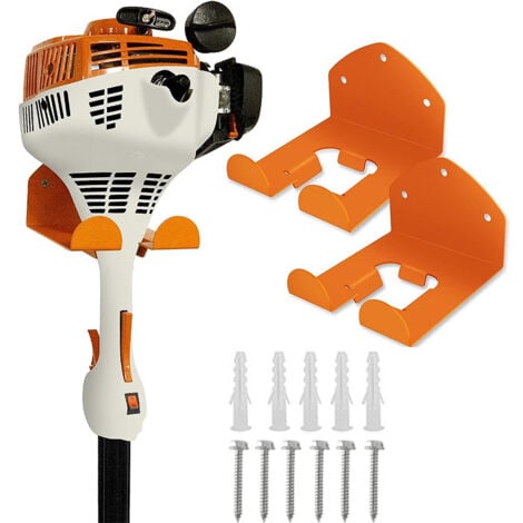 AlwaysH Set of 2 wall brackets for brush cutters, wall-mounted brush cutter support, power tools, chainsaws, ladders, lawn mowers Orange