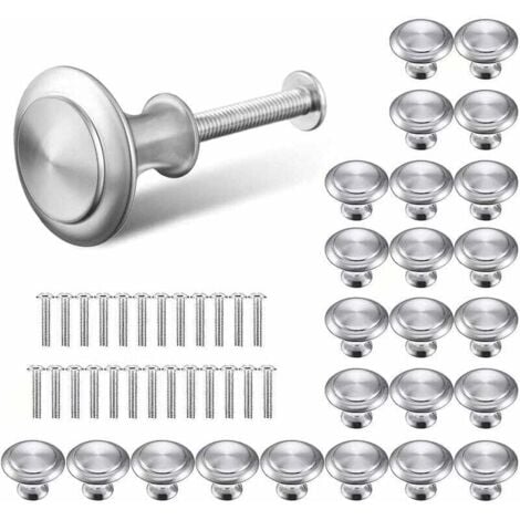 AlwaysH Silver Drawer Door Handle,Round Door Knobs Knobs,Silver Round Drawer Pulls,30mm Furniture Knob apply to Furniture Handles for Cupboard Cabinet Kitchen（25 Pieces）