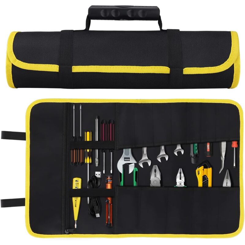 Alwaysh - Tool Bag, Tool Bags with Zipper Pockets, Heavy Duty Oxford Portable Tool Bag, Roll Up Auto Organizer Tool for Electrician Plumber or