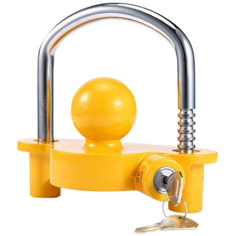 AlwaysH Trailer Lock Trailer Lock Tow Bar Trailer Lock Universal Caravan Lock for Trailer Caravan Boat Tow Ball Lock 2 Keys (Yellow)