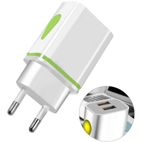 AlwaysH Water Drop LED Lighting Charger 2 USB Ports European USB Power Adapter Wall Travel Charger EU Plug