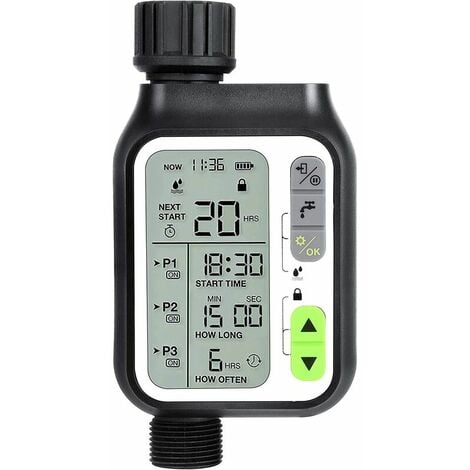 AlwaysH Water Timer,Automatic Watering Timer with 3 Separate Irrigation Systems/Automatic Rain Sensor/Child Lock Mode