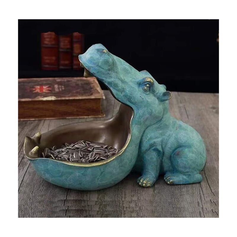 Alwaysh - 1 Piece Resin Hippopotamus Statue European Style Simple and Elegant Good Storage Box for Keys, Household Items, Candy, etc.