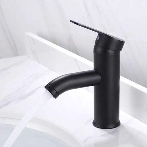AlwaysH1pc Basin Mixer Tap Stainless Steel Bathroom Faucet Cold and Hot Water Basin Mixer Black