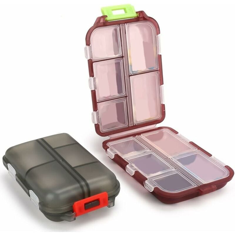 Alwaysh - 2PCS travel pill sorting box, portable pill organizer, pill dispenser, with 10 compartments, can store different drugs, with random colors