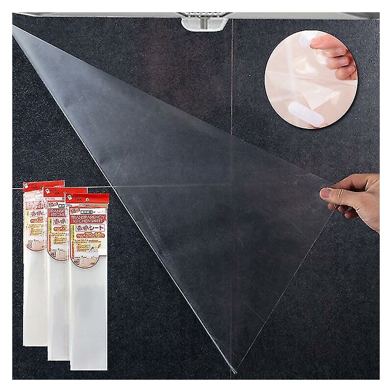 3 Clear Kitchen Cupboard Wall Protectors Splatter Self Adhesive Grease Proof Stickers Waterproof Stickers 7045cm - Alwaysh