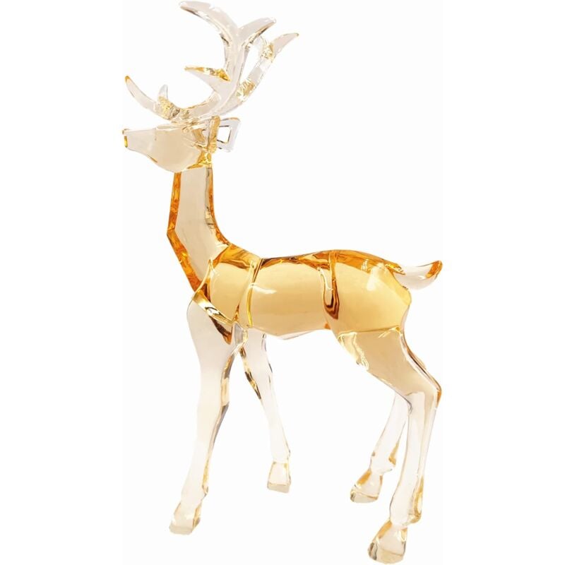 Acrylic Reindeer Stag Figurine Glass Collection Ornament Statue Animal Crystal Collection Standing Christmas Decoration Home Decor (Gold) - Alwaysh