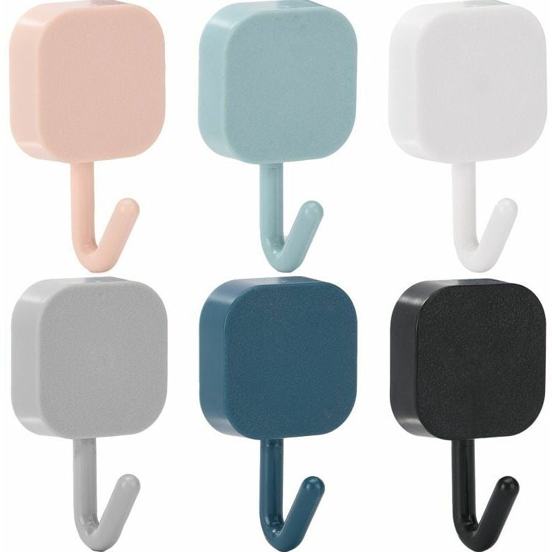 Alwaysh - Adhesive Hooks, Wall Decorative Key Holder Key Hooks Self Adhesive Wall Hooks for Entryway/Door/Bathroom/Kitchen (6 Colors)
