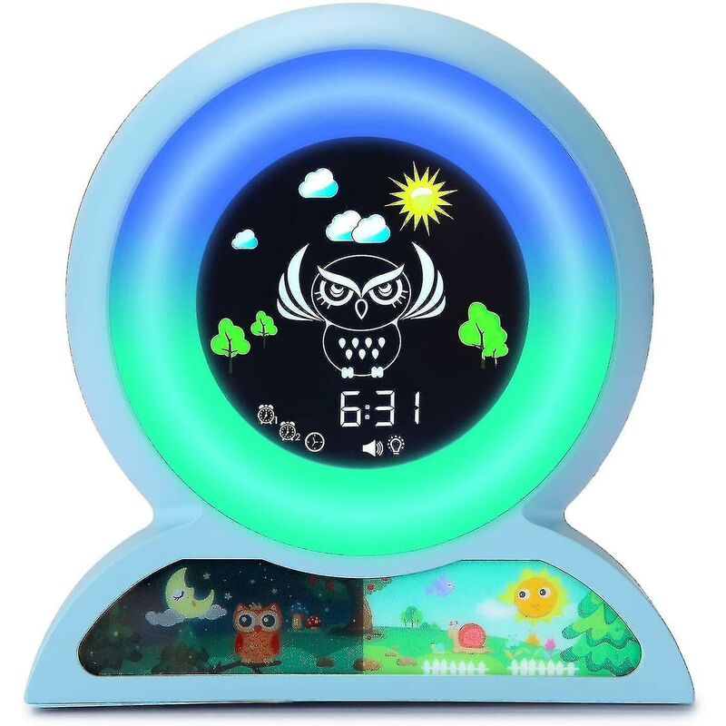 Alwaysh - Children's alarm clock, night light, 5 color changes, 7 children's music