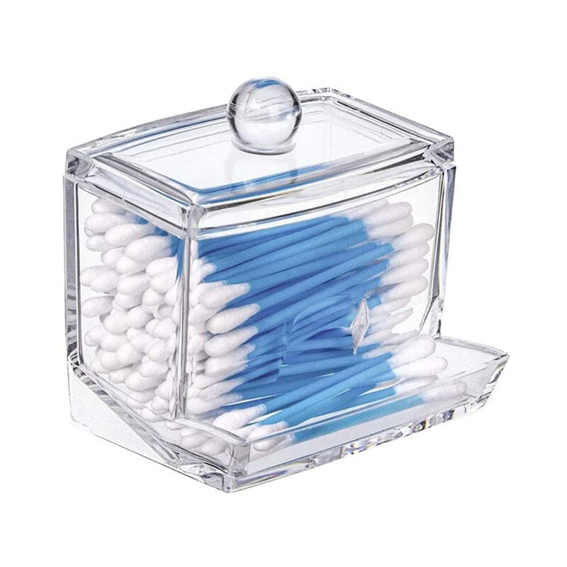 Alwaysh - Clear Cotton Ball Holder Cotton Bud Storage Box, Cosmetics Makeup Storage Holder Box