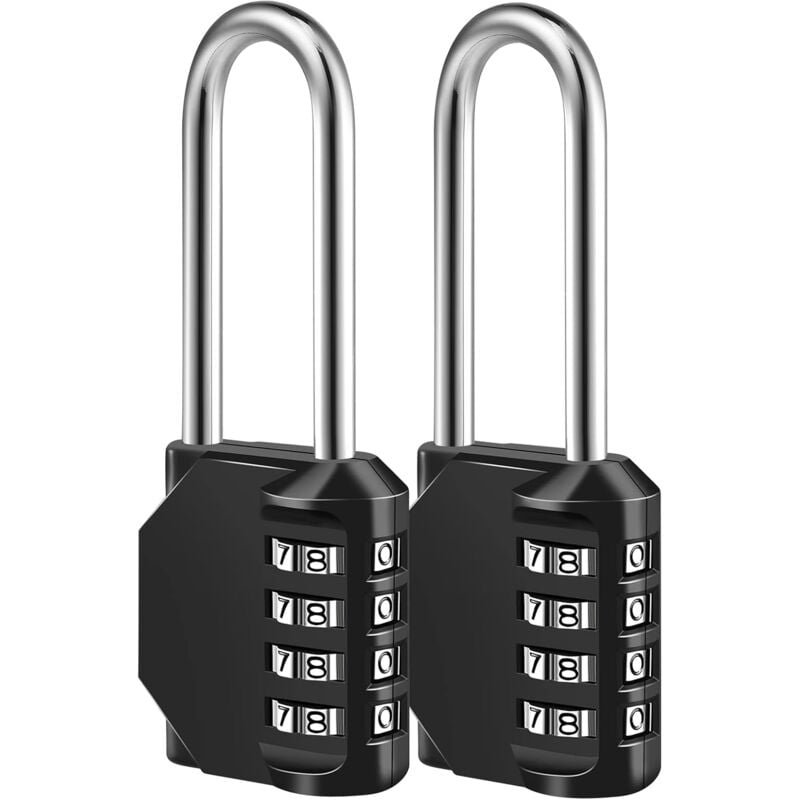 Combination Lock, 4 Digit Combination Padlock for School Sports Locker, Fence, Tool Box, Case, Hasp Cabinet Storage (2 Pack, Black) - Alwaysh