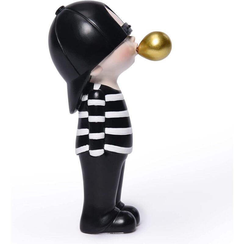 Alwaysh - Modern Sculptures Home Decor, Gum Boy Figurines Black and White Summer Table Decorations Resin Table Decorations Cute Boy Statue for Kids