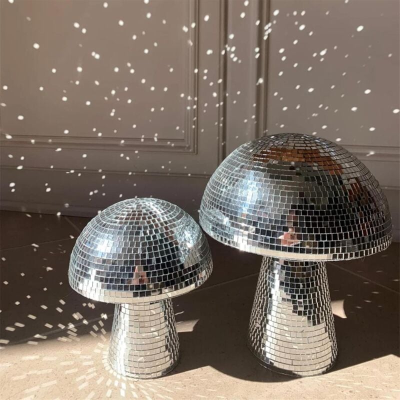 Alwaysh - Mushroom Disco Ball, 2022 New Silver Mirror Disco Balls, Glitter Mirror Disco Ball, Creative Retro Reflective Glitter Mushroom Disco Ball