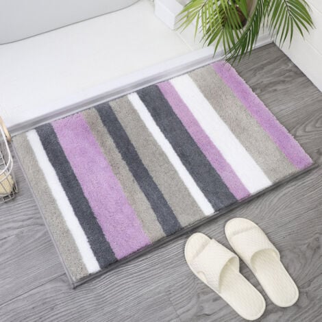 AlwaysHNon-Slip Absorbent Bath Mat, Microfiber Bath Mat, Bathroom Floor Mat, Non-Slip Absorbent Bath Mat, Purple 4060cm