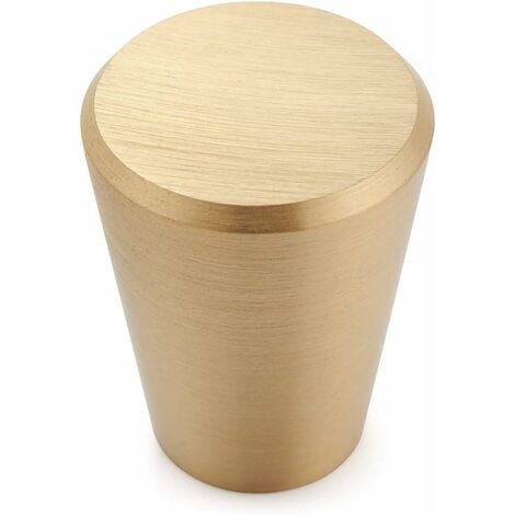 AlwaysHSet of 10 Door Knobs Solid Pure Brass Cabinet Knob for Cupboards, Drawer and Cabinet Gold 20mm Cone