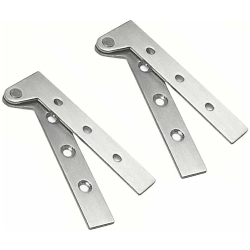 AlwaysHSet of 2 Stainless Steel Hidden Door Pivot Hinges 360 Degree Rotation, 4 Inch Offset Knife Hinges, Concealed Pivot Hinge, Brushed Silver,