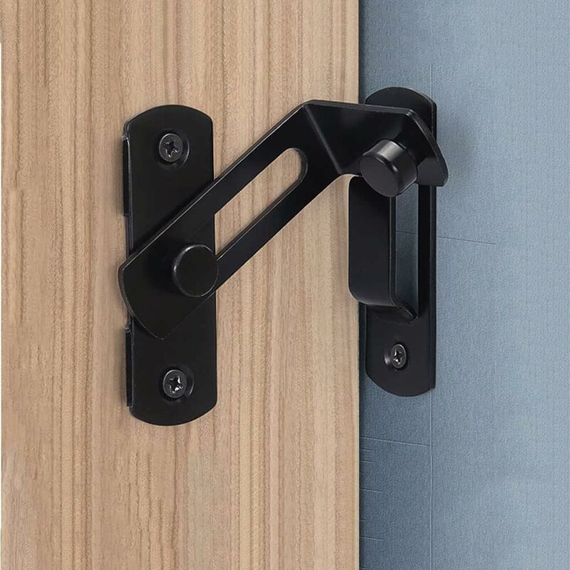 AlwaysHSliding Barn Door Latch to Lock 90 Degree Right Angle Sliding Door Lock (2 Black)