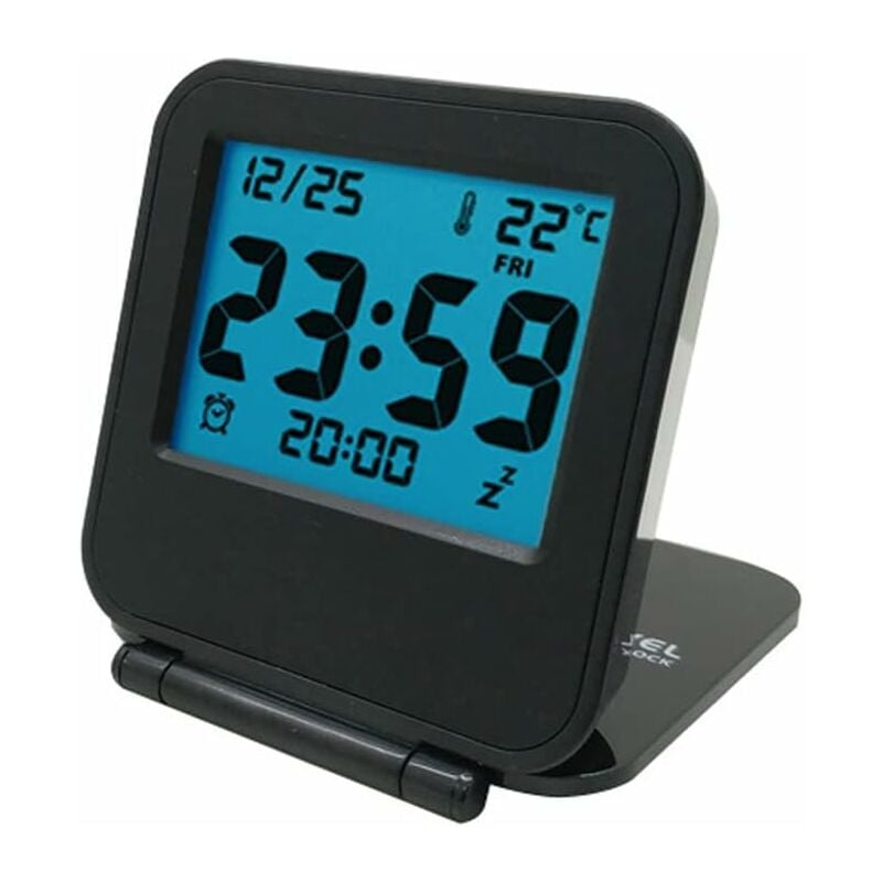 Small Mini Digital Travel Alarm Clocks, Battery Operated Travel Clock (Classic Black) - Alwaysh