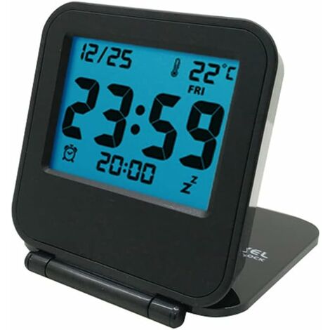 AlwaysHSmall Mini Digital Travel Alarm Clocks, Battery Operated Travel Clock (Classic Black)