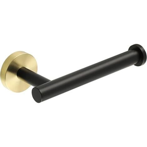AlwaysHSUS 304 Stainless Steel Wall Mounted Toilet Roll Holder, Matte Black and Brushed Brass Paper Holder, Toilet Roll Holder for Bathroom and Kitchen