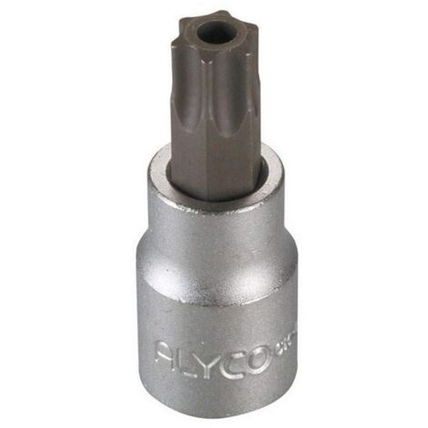 ALYCO 192445 - Llave de vaso de 1/2" UNE 16503 DIN 3121 Cr-V cromado mate Torx inviolable T-45 x 62 mm