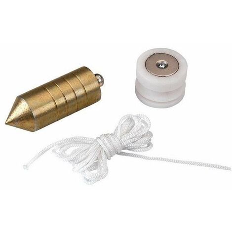Alyco 197946 - Plomada magnetica de acero cincado de 1000 gr nuez de madera y 5 m cuerda nylon, Nero