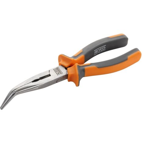 Alyco HR 170536 - Pinza a becchi mezzotondi curvi HR DIN 5745 Cr-V 200 mm con gambo bimateriale, Nero