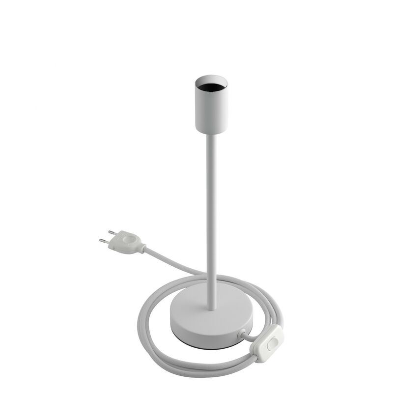 

Creative Cables - Alzaluce - Lámpara de mesa en metal con cable, interruptor y clavija de 2 polos | 30 cm - Blanco mate - Blanco mate