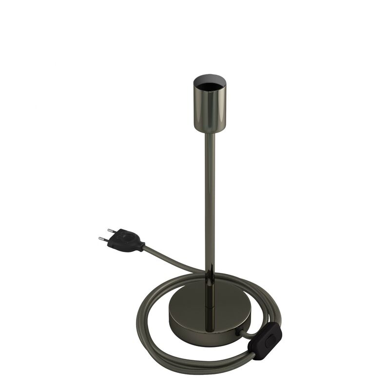 

Creative Cables - Alzaluce - Lámpara de mesa en metal con cable, interruptor y clavija de 2 polos | 30 cm - Negro perla - Negro perla