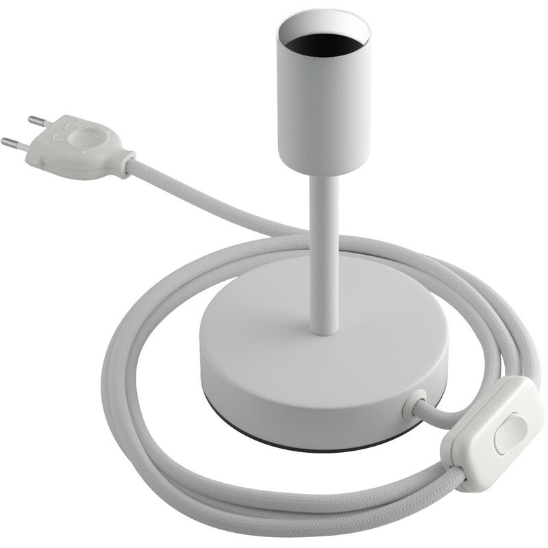 

Creative Cables - Alzaluce - Lámpara de mesa en metal con cable, interruptor y clavija de 2 polos | 10 cm - Blanco mate - Blanco mate