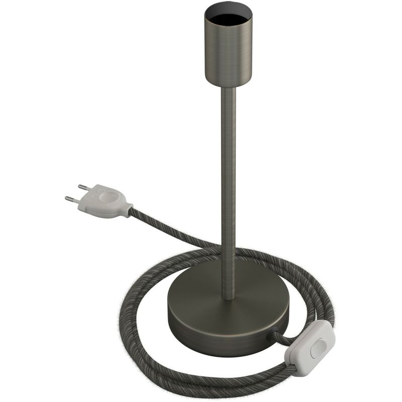 

Alzaluce - Lámpara de mesa en metal con cable, interruptor y clavija de 2 polos | 25 cm - Titanio satinado - Titanio satinado