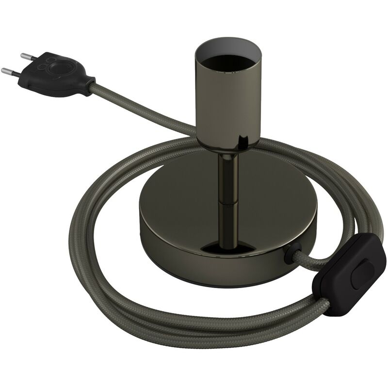 

Alzaluce - Lámpara de mesa en metal con cable, interruptor y clavija de 2 polos | 5 cm - Negro perla - Negro perla